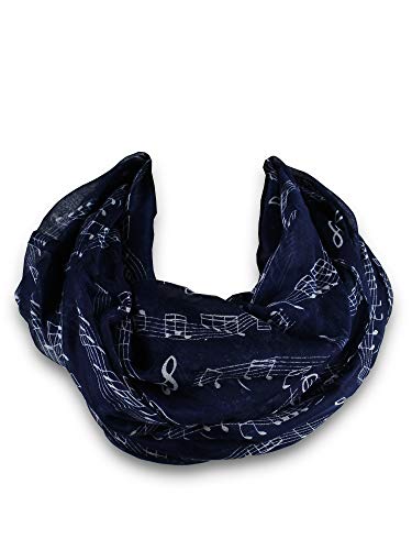 KNITPOPSHOP Music Note Infinity Loop Scarf for Women in the Summer (Blue)