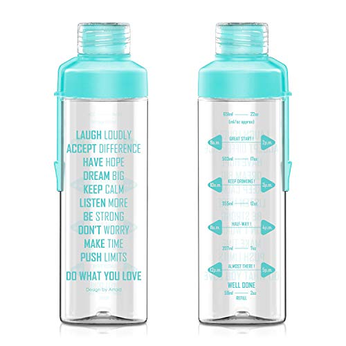 Artoid Mode 25oz Motivational Fitness Workout Sports Water Bottle with Time Marker & Measurements, Carbonation Friendly Dishwasher Safe and BPA Free
