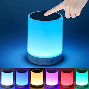 Night Light Bluetooth Speaker, DIY Touch Control Bedside Lamp Dimmable Multi-Color Changing, TWS Table Lamp for Bedroom…