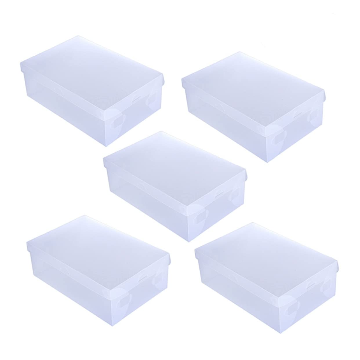 Cabilock 10pcs Clear Plastic Shoe Storage Boxes for Men Foldable Organizers for Home Office and Closet Transparent Design for Easy Identification and Moisture Protection