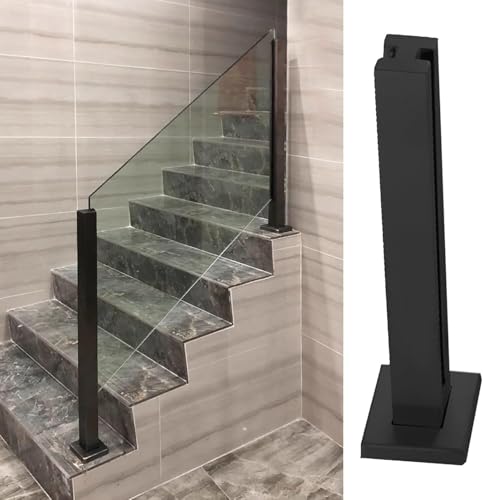 Poteau garde-corps verre noir anti-vibration pour sécuriser vos escaliers 85cm