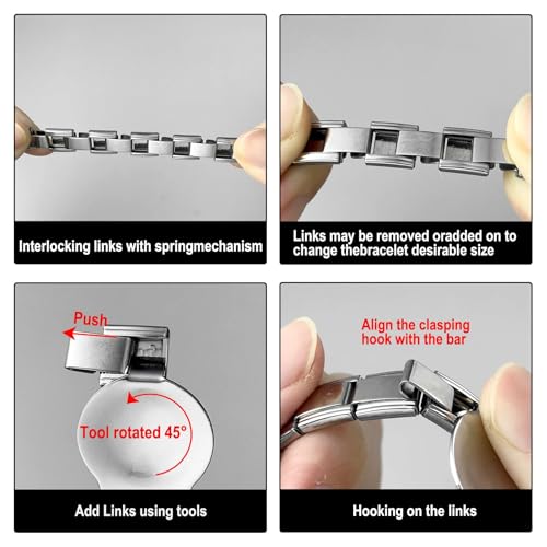 Gold Italian Charm Bracelet Sets with 1Pcs 6.75 inch Starter Brascelet, 20Pcs Charms Pack and Opening Tools, 9mm Italian Modular Charm Bracelet Link Handmade DIY Module Jewelry Gifts3