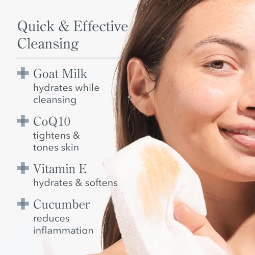 Beekman 1802 Face Wipes – Makeup Remover Wipes for Face, Facial Cleansing Wipes that Remove Makeup & Dirt, Travel Essentials, Face Wipes with Goat Milk & Aloe, Fragrane Free 100 Count - Image 3