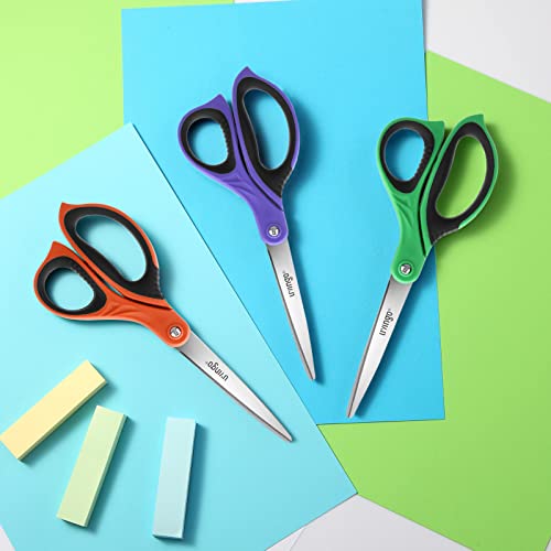 Livingo 3 Pack Sharp Scissors, 8.5 Inch Comfort Grip Scissors All Purpose For Office, Stainless Steel Shears For Home Heavy Duty Cutting Fabric Sewing, Paper, School Crafting Diy #TOP5