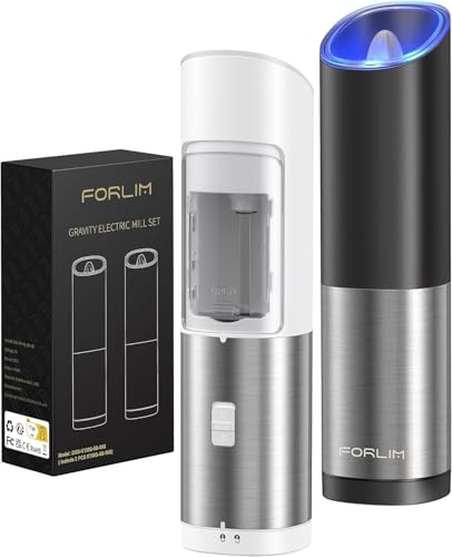Set Macina Sale E Pepe Elettrico A Gravità Forlim, Macina Pepe Automatico Con Granulometria Regolabile, Funzionamento Con Una Sola Mano, Per Cucina, R