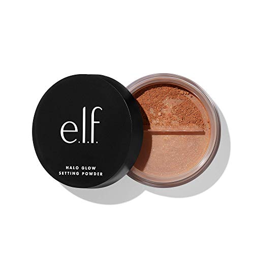 e.l.f. Halo Glow Setting Powder, Silky, Weightless, Blurring, Smooths, Minimizes Pores and Fine Lines, Creates Soft Focus Effect, Deep, Semi-Matte Finish, 0.24 Oz
