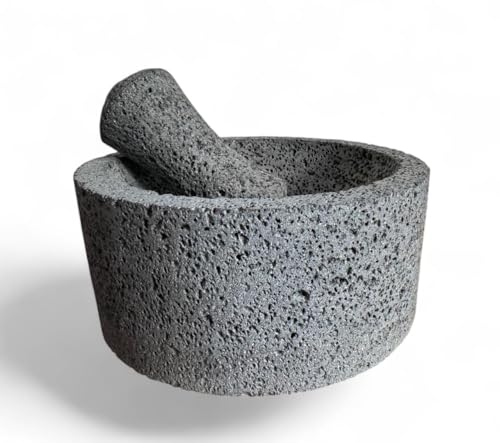 La Mejor Selección de Molcajetes Top 10. 47 AIRAM HOME Molcajete Redondo de piedra Volcanica Natural 20cm, Hecho a Mano.