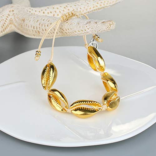 KELITCH Gold Sea Shell Bracelet Handmade Boho Cowry Beads Charm Bracelets Women Beach Jewelry4