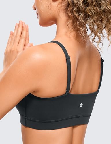 Image of CRZ YOGA Butterluxe Thin Strap Sports Bra | Light Support, Removable Pads, Yoga, Extremely Soft, Square Neck, Adjustable Back, for Women