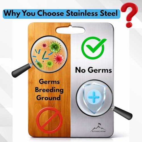 Image of Stainless Steel Cutting Board for Kitchen Large | Steel Chopping Board Heavy Duty | Vegetable Cutting Board | Hygienic, Rust-Proof & Durable Steel Chopper Board for Kitchen Use (41 * 31)