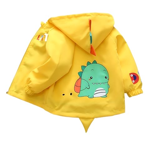 Vinmin Toddler Hooded Jacket Cartoon Zip Coat Little Girls Boys Jacket With Cartoon Monster Dinosaur Pattern Thin Fashion