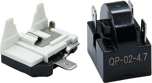 1Pcs QP-02-4.7 3Pin 4.7 Ohm Refrigerator Start Relay Coolers Compressor Starter with 1Pcs 1/2HP Refrigerator Overload Protector
