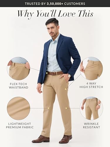 Image of The Pant Project Luxury PV Lycra Stretchable Formal Pants for Men | Stylish Relaxed Fit Men's Wear Trousers for Office or Party | Mens Fashion Dress Trouser Pant