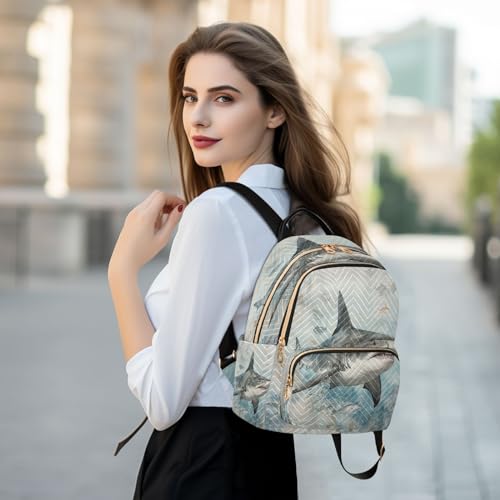 Image of ALAZA Shark Flying Women Backpack Purse Ladies Fashion Shoulder Bag Daypack Travel Bag 7.5L