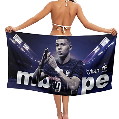 GRZYBY Football Serviette de Bain Towel Beach Serviette de Bain Microfibre Towels, Les Adolescents, Les Adultes Star du Football Cristiano Ronaldo, Messi, Mbappé Neymar (G,90_x_180_cm)