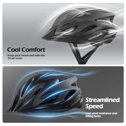 Image of Odoland Adult Bike Helmet with Cycling Sunglasses Set for Men & Women | Safety Certified Bicycle Helmet, UV Protection Glasses, Adjustable Dial for Mountain, Urban, Skating, Road, City Commuting