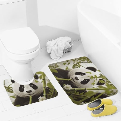 Tapis de bain doux super absorbant Panda ensemble de 2 pièces confort pour douche - 3