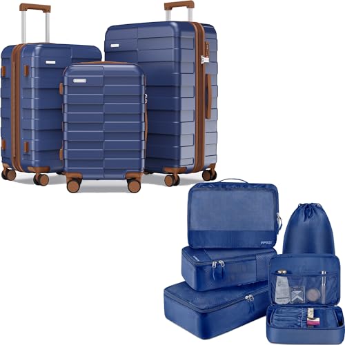 Luggage Sets 3 Piece Polycarbonate Ultra Durable and Travel Packing Organizers Lightweight Practical Travel Set, Classic Blue