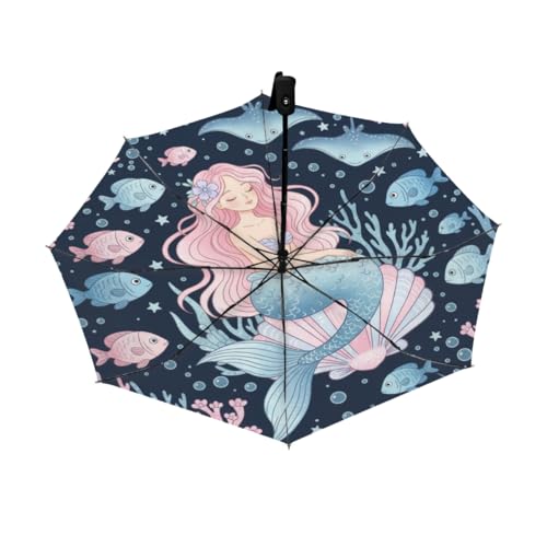 Parapluie de voyage sirène compact pour les trajets quotidiens des femmes