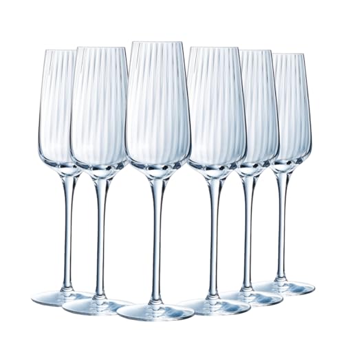 Chef&Sommelier - Collection Symétrie - 6 Flûtes à Champagne 21 cl - Fabriquées en France - Emballage renforcé
