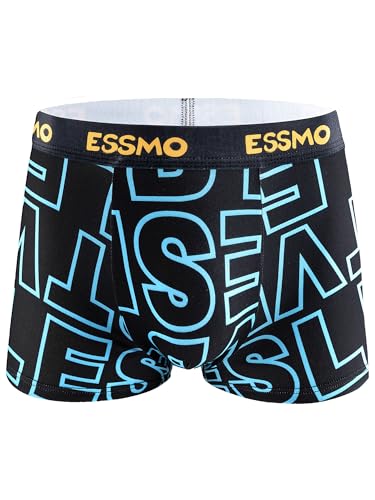 Mens Underwear Boxer Briefs Fly with Built-in 3D Pouch Comfortable Cool Underwear for Men Letter Printed 5 Pack3