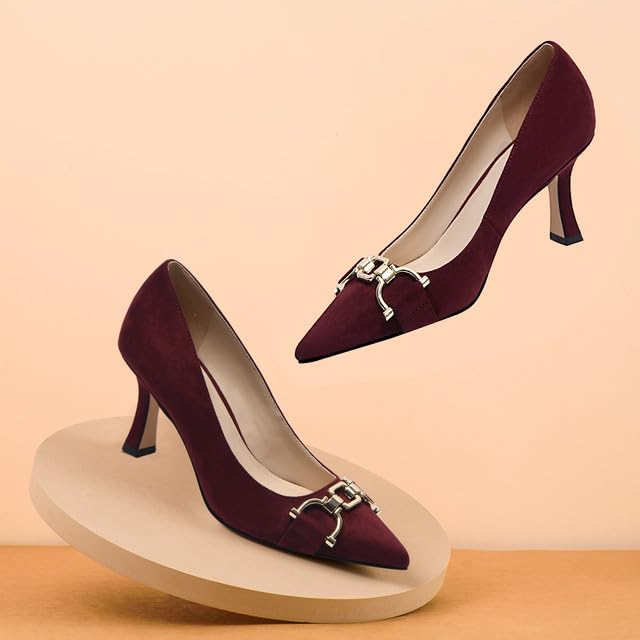 Image of Women's Closed Toe High Heels Dress Pointed Toe Wedding Pump Shoes Prom Bridal Work Office Pumps for Women