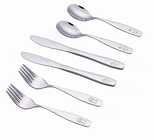 Exzact Children's Flatware Kids Silverware 6Pcs Set - Toddler Utensils #TOP1