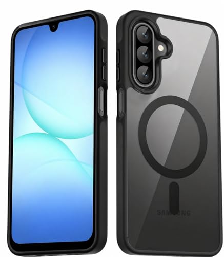 DIZORO Compatible Samsung Galaxy A37 5g Case,Compatible with MagSafe, Non Yellow Military-Grade Drop Protection & Hard PC Back Cover Slim Transparent Anti-Scratch Shockproof Phone Case - Black