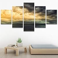 SIGNWIN 5 Panel Canvas Wall Art Modern Art Coastal Colorful Multicolor Photography Romantics Sunset for Home Decorations Ready to Hang - 60