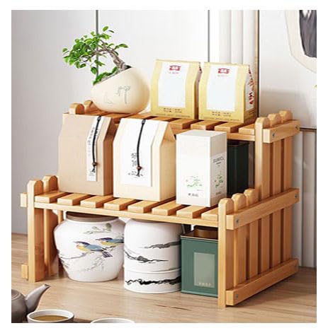 Dxcaicc 3 Tier Cup Wood Storage Rack,Coffee Station Organizer For Home Or Office,Rustic Accessories and Organizer Kitchen Countertop,Multifunctional Spice shelf,40cm/15.7in
