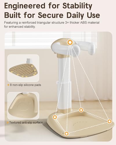 Image of COOSEYA Baby Shower Stand, Toddler Bath Stand Support with Thicker Colum, Anti-Pinch, Anti-Slip Base, Adjustable Shower Holder for Toddler Standing (Khaki)