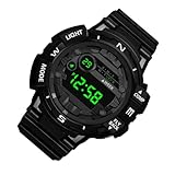 Artibetter Reloj Digital Luminoso para Hombre Resistente al Agua Diseño Negro de PVC y Acero Inoxidable Adecuado para Estudiantes en Vacaciones