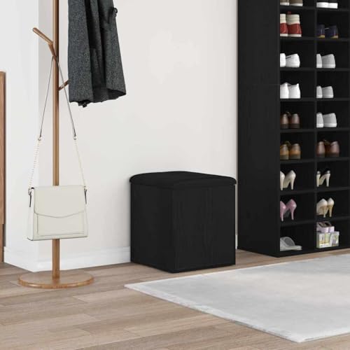 Banc avec espace de rangement noir et chêne 42cm pour optimiser l'entrée