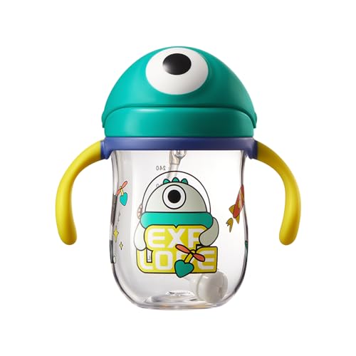 bc babycare Fun & Durable Baby Sippy Cup, 240ml/8oz, Soft Silicone, Unbreakable, Easy-Grip Handles, Leak-Proof, Gravity Ball Straw for Easy Drinking,Sippy Cups for Toddlers 1-3, Green