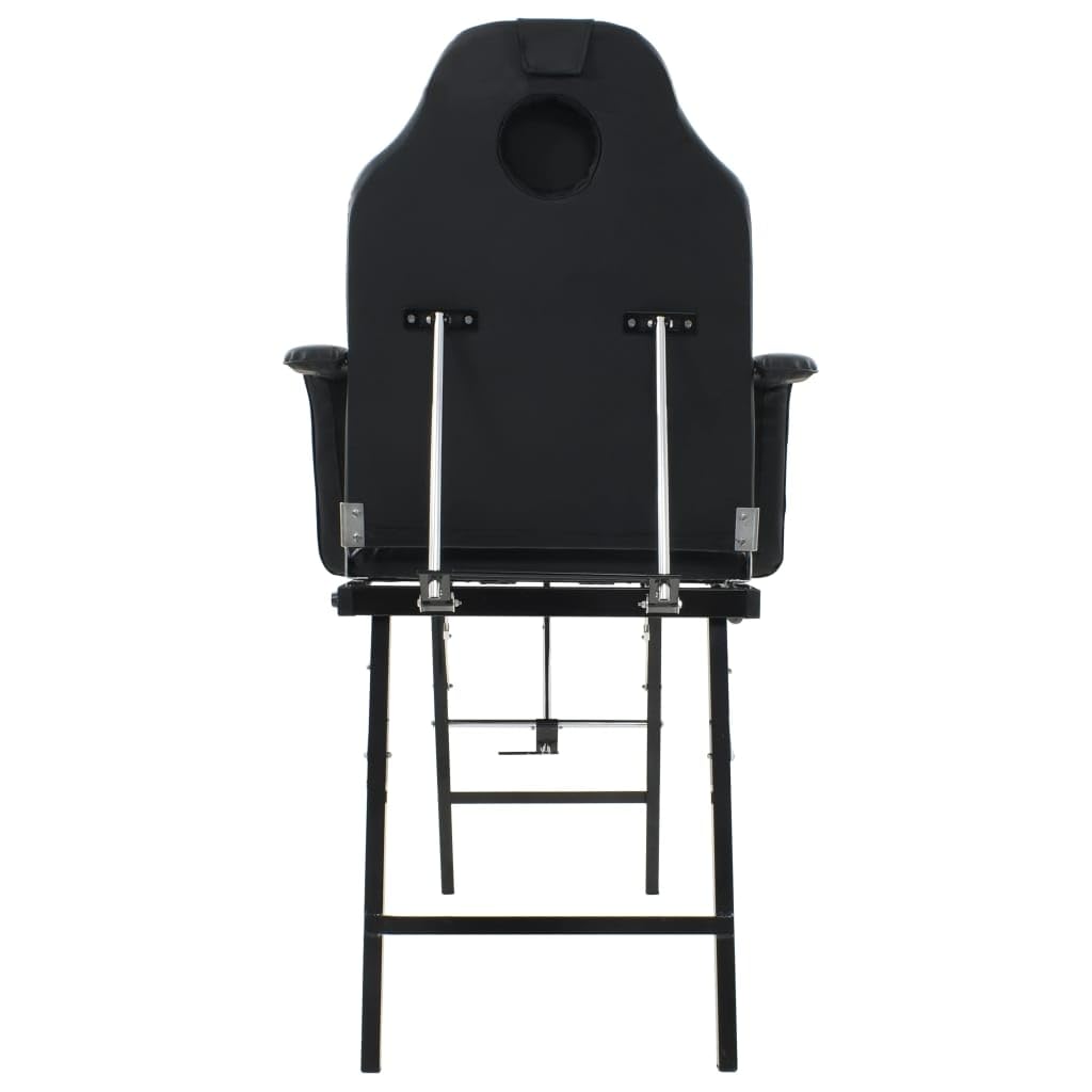 Refined Kosmetikliege Massageliege Massagebank Behandlungsstuhl Tragbarer Kosmetikstuhl Kunstleder 185x78x76 cm Schwarz