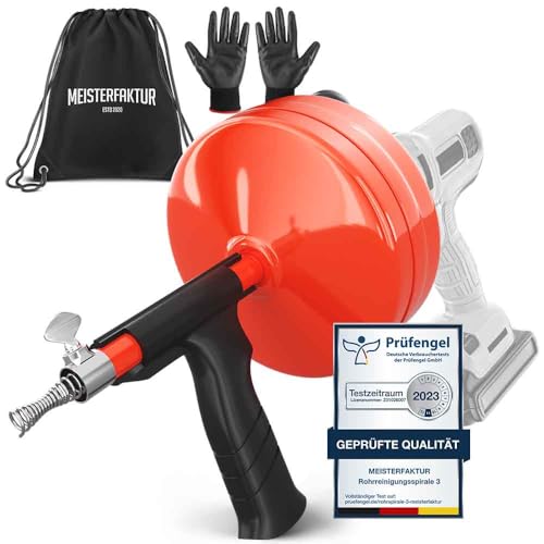 Meisterfaktur Spirale de nettoyage de tuyaux [15 mètres] – avec tambour en acier – Spirale idéale pour un nettoyage écologique des tuyaux – La spirale...