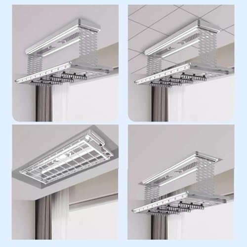Electric Ceiling Mounted Clothes Dryer with Remote Control, Aluminium Alloy Telescopic Drying Rack, 50kg Capacity, Motorized Lifting, Space-Saving for Balcony, Laundry Room, Indoor & Outdoor Use