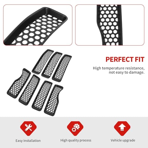 Image of 7PCS Mesh Grille Inserts Fit for Jeep Wrangler JL Sport /Sport S 2018-2024 (Matte Black)