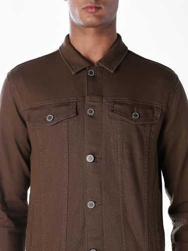 Image of JACK & JONES Men's Spread Collar Cotton Standard Length Washed Denim Jacket