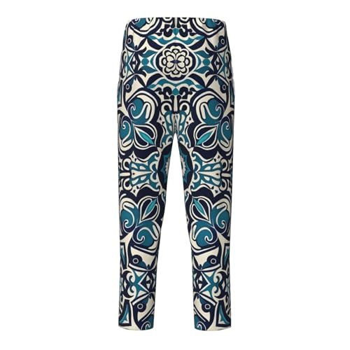 Pajama Pants Pajama Bottoms with Elastic Waistband Sleepwear Lounge Pants, Blue Mandala Flowers2