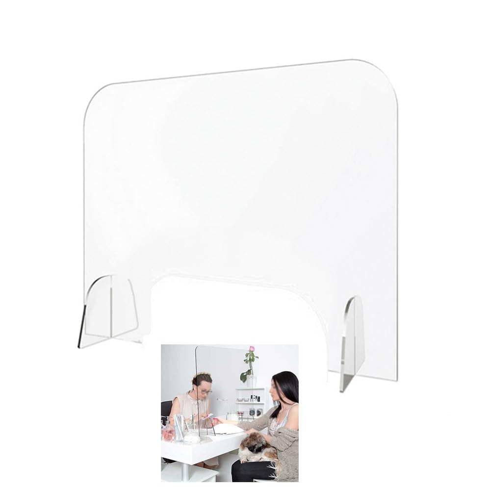 HJYCLFAZU Desk Privacy Divider, Clear Guard For Countertop Plexiglass Partition Desk, Acrylic Counter Shield Barrier Coughing, Sneezing, Droplets,(50 X60cm)
