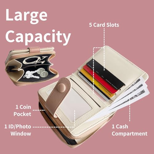 Cute Floral Wallet for Girls Daisy Flower Small Wallets For Women For Teen Girl Zipper Coin Pocket Purse (Pink)3