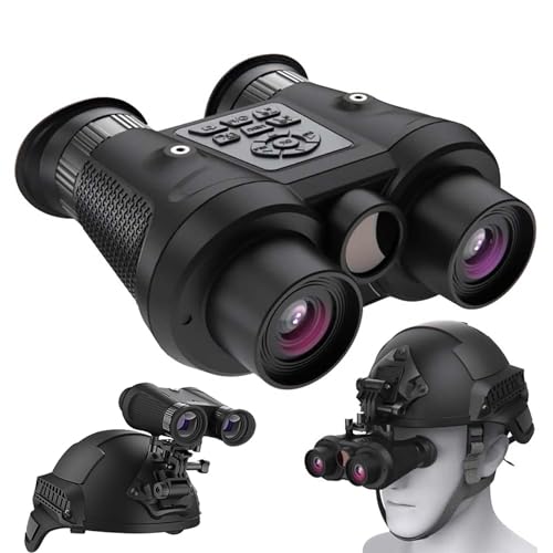 SKIOVEMI Gafas de visión nocturna montadas en la cabeza, prismáticos de visión nocturna infrarroja digital 3D VR con correa para la cabeza y soporte, zoom digital 6X y FOV 40°, guarda fotos y videos