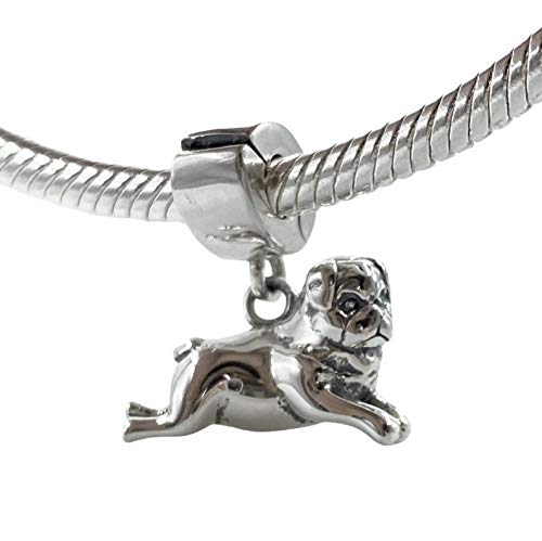 BOLENVI PUG Puggle Mastiff Dog 925 Sterling Silver Dangle Pendant X Charm Bead For Pandora & Similar Charm Bracelets or Necklaces2