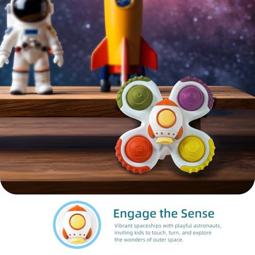 Image of LiKee Strong Suction Cup Fidget Rotating Sensory Bath Toys for Baby Christmas Stocking Stuffers, Airplane Car Travel Table & Window Toys for Toddler Boys and Girls, 10+ Months