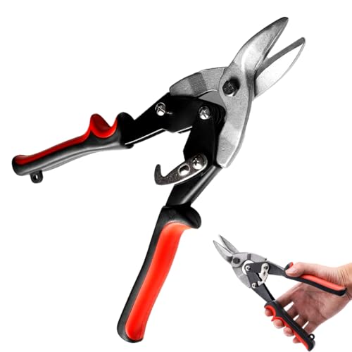 Aviation Tin Shears - Tin Snips Metal Cutters Spring Loaded Vinyl Handles 25cm / 10 Carbon Steel Jaws Cuts Through Aluminium Leather Rubber Metal and More Wire Cutting Scissors