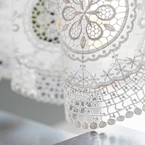 LUNEZY Tenda da Cucina, Tenda da bistrot Stile Country, Tenda da bistrot, Stile Country, Ricamata in Cotone, Tende da caffè per Bagno, Cucina, Piccole finestre, libreria, Guardaroba, sogg - Image 5