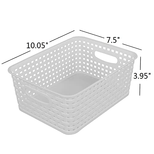 Sandmovie White Plastic Rattan Storage Baskets, 6 Packs #TOP1