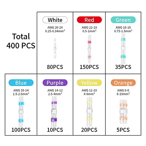 Amliber HS-400-G 400Pcs Solder Seal Wire Connectors thumb #3