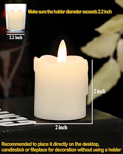 Image of Gmnee 2 inchx2 inch White Flameless Votive Candles with Remote Timer, 400+Hours Small Battery Operated LED Candles Flickering for Wedding, Party and Holiday Decoration(Battery Included)